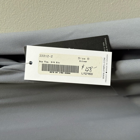 NEW Simpli Bop Top 3/4th Sleeve Silver/Gray Tunic Hi-Lo Blouse Women’s 8 Canada - Picture 4 of 11